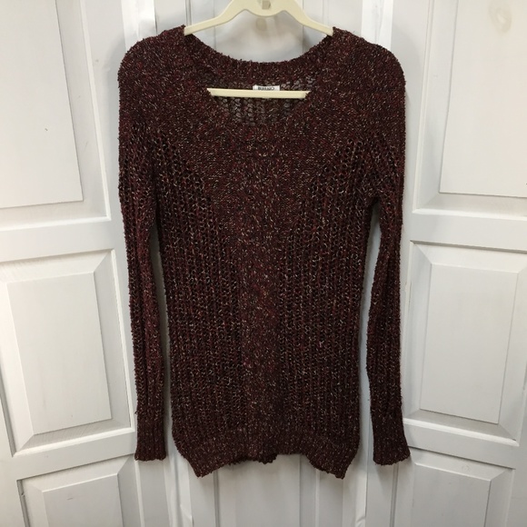 Buffalo David Bitton Red Open Knit Sweater w/ Subtle Sparkle - Picture 1 of 16